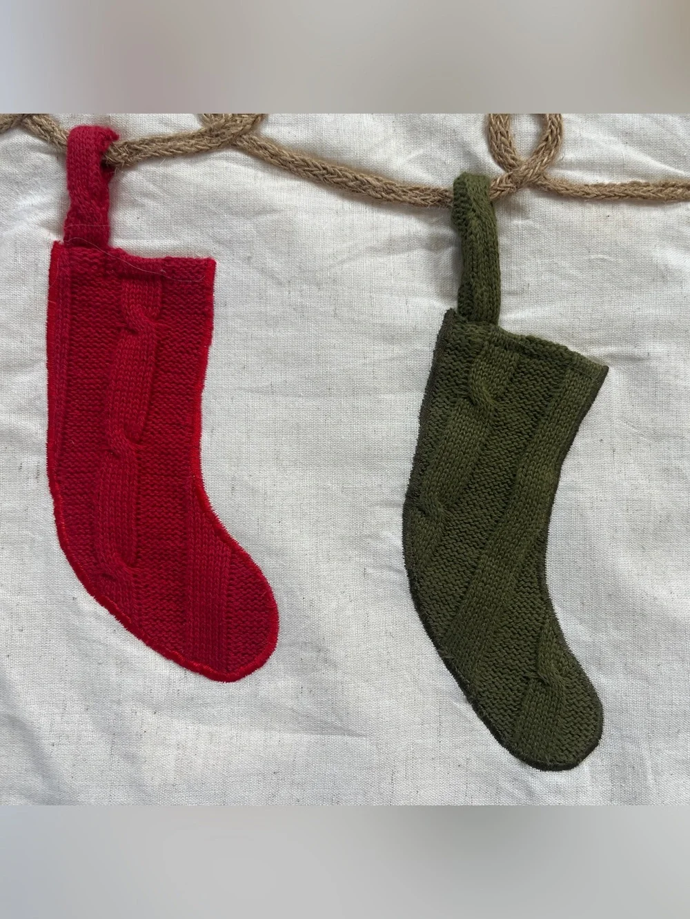 Pier 1 Imports Christmas Stocking Lumbar Pillow Cover 14x22 Appliqué Beige Rope